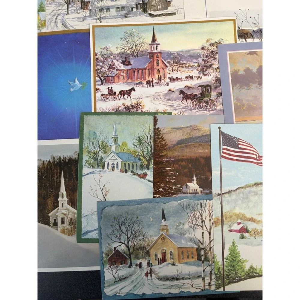 Vintage Christmas Cards Fronts ONLY Churches Cathedrals Scrapbooking Crafts 50+